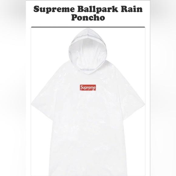 Supreme White and Red Ball Park Rain Poncho Unisex - Picture 5 of 5